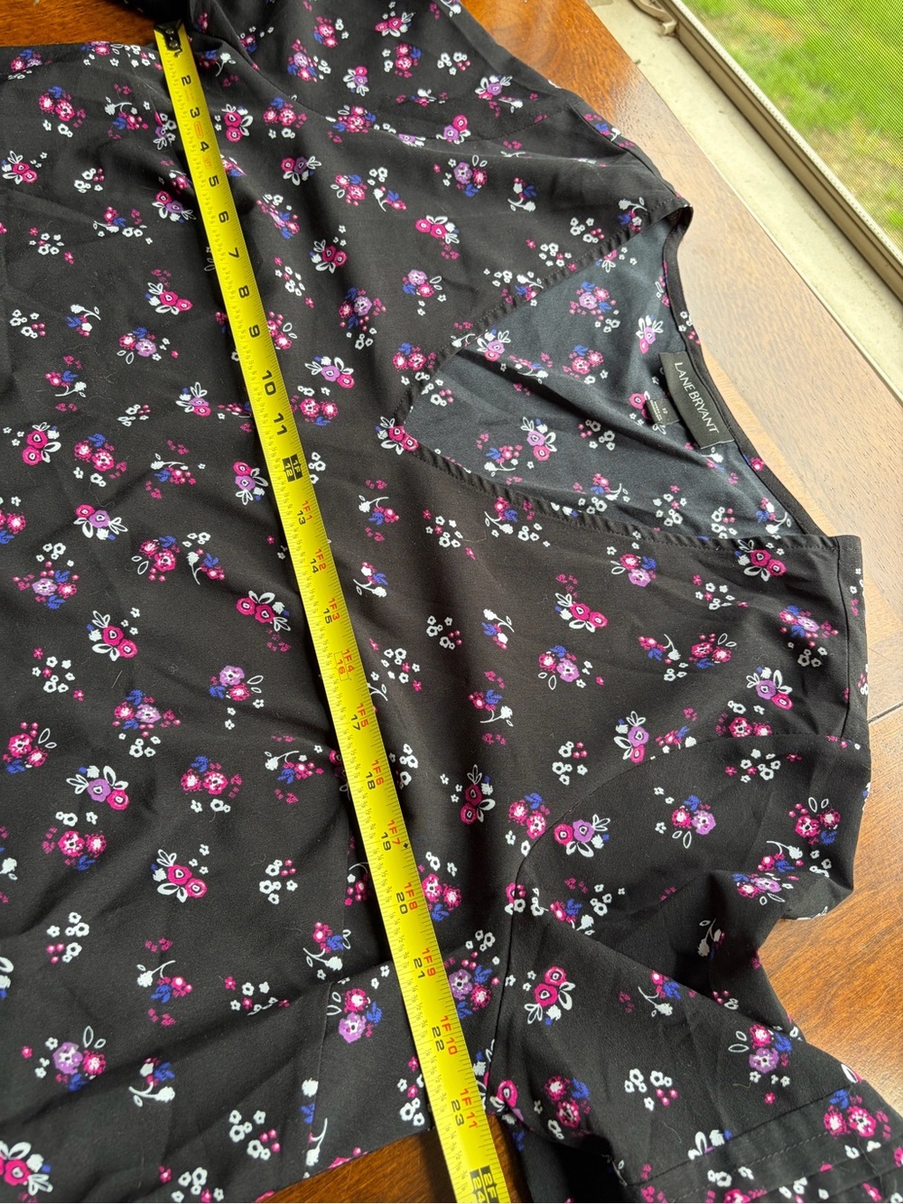 Lane Bryant | Black Floral V-Neck Long-Sleeve Blouse - Picture 8 of 8